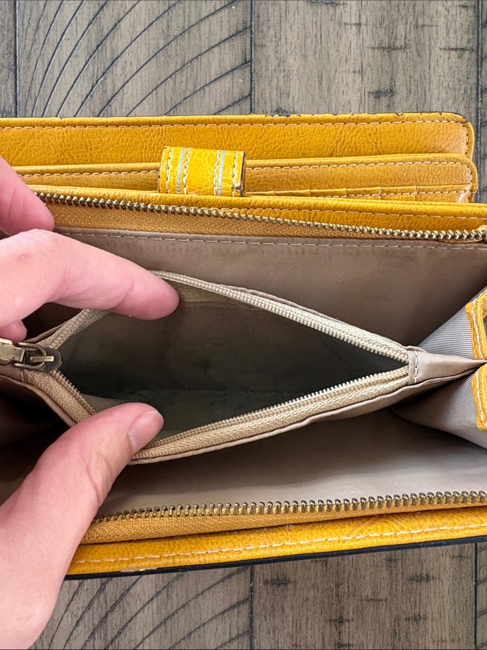Yellow Women's Zip Wallet with Snap Closure - Picture 8 of 9
